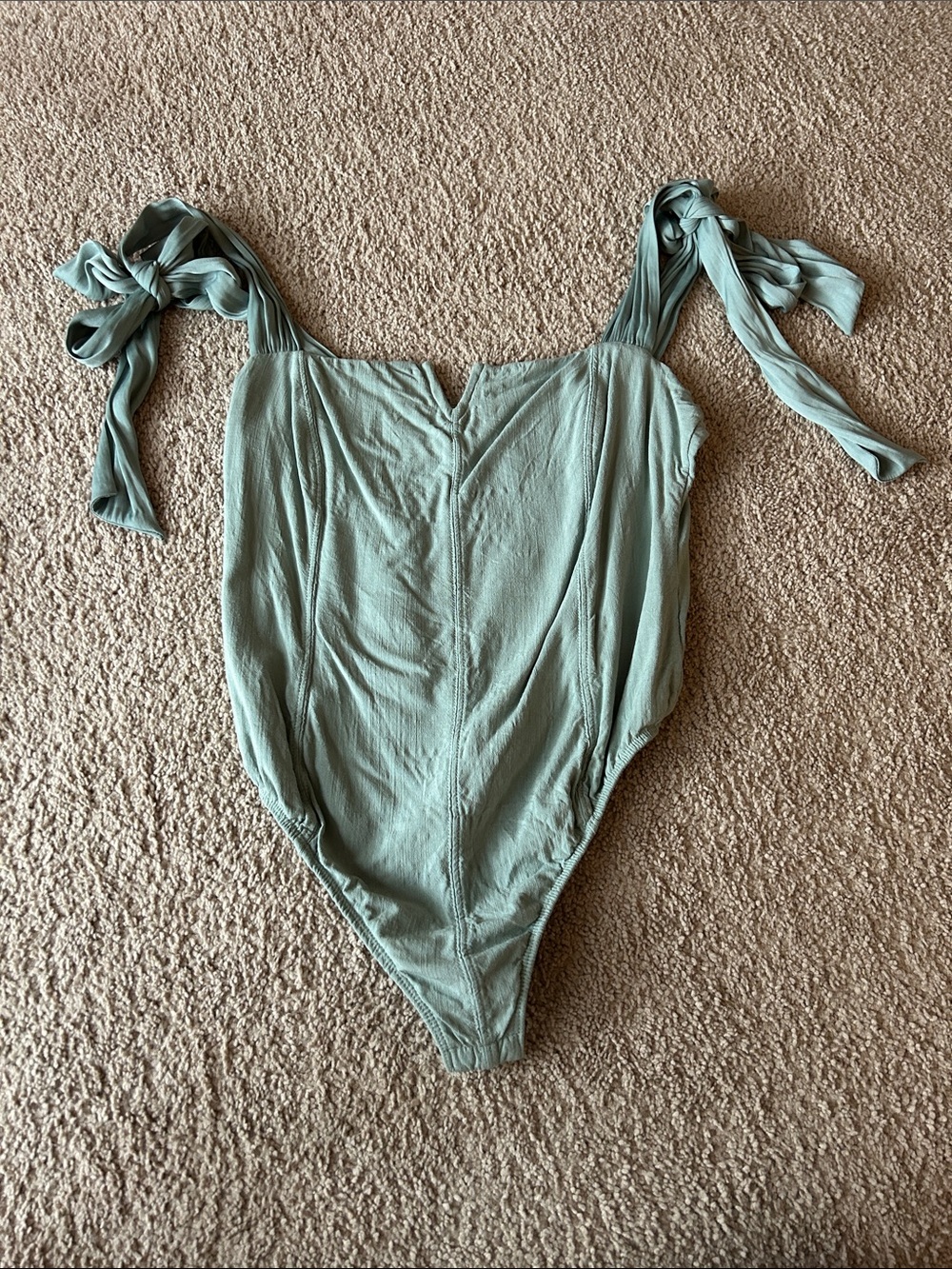 Sage Green Tie-Shoulder body suit